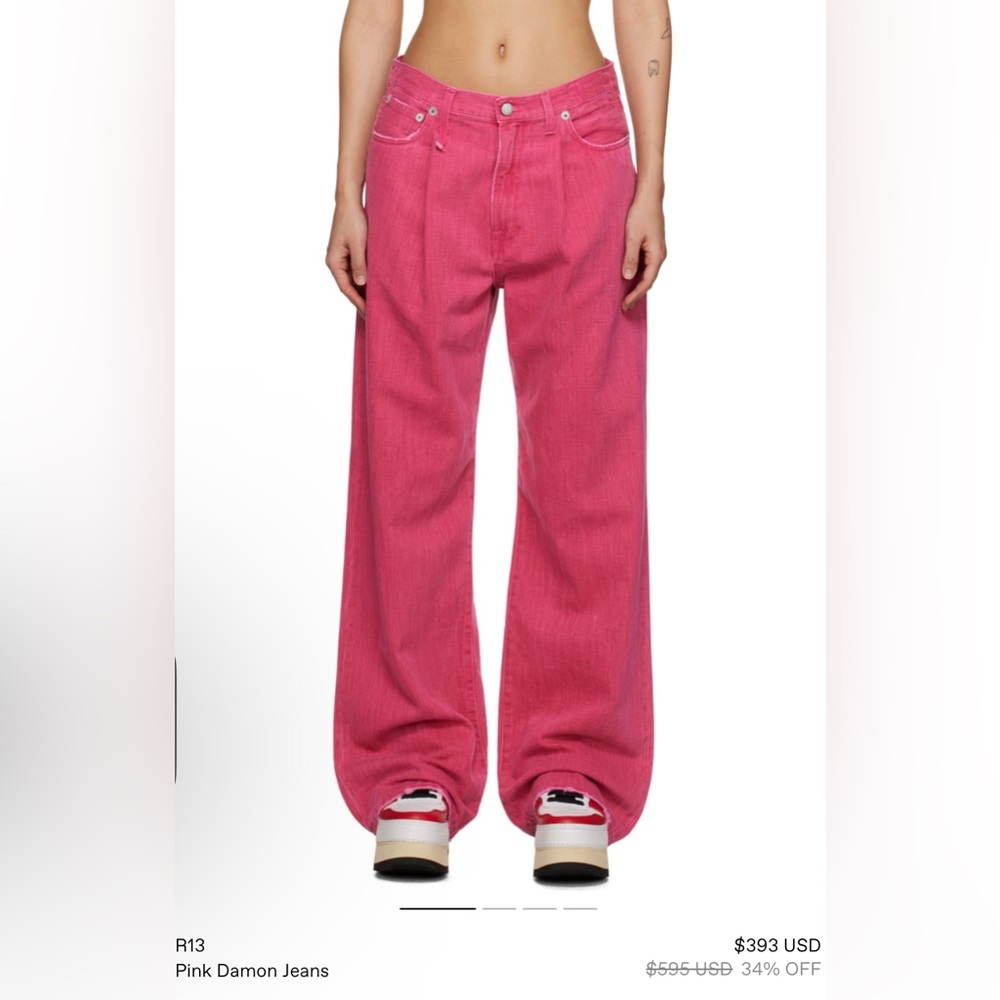 R13 pleated damon jeans - size 26 NWT - pink - 595 MSRP fit like a 28 /30